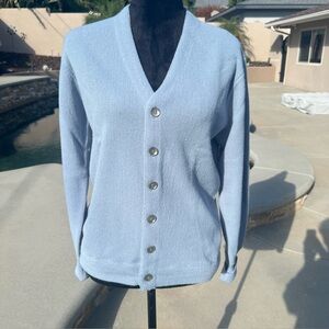 Heather Soft Blue Cardigan Lord Jeff 100% Orlon Sweater – 1960s-1970s